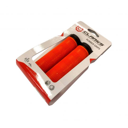 Ручки .С127 на руль 3-462 резиновые 130мм антисокльз. оранжево-черные CLARKS 