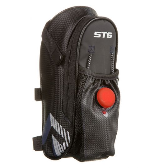 Сумка под седло STG мод.131396, с карманом для фляги, с красным фонарем сзади,1-о отделен 