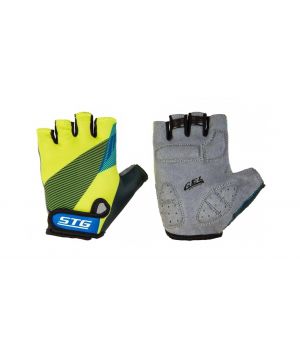 Перчатки STG мод.910 с защитной прокладкой,застежка на липучке,размер С,черн/салат/синие