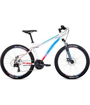 Велосипед FORWARD FLASH 26 2.0 disc (26" 21 ск. рост. 15") 2020-2021, белый/голубой, RBKW1M16G013