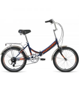Велосипед FORWARD ARSENAL 20 2.0 (20" 6 ск. рост. 14" скл.) 2020-2021, темно-синий/оранжевый, RBKW1Y