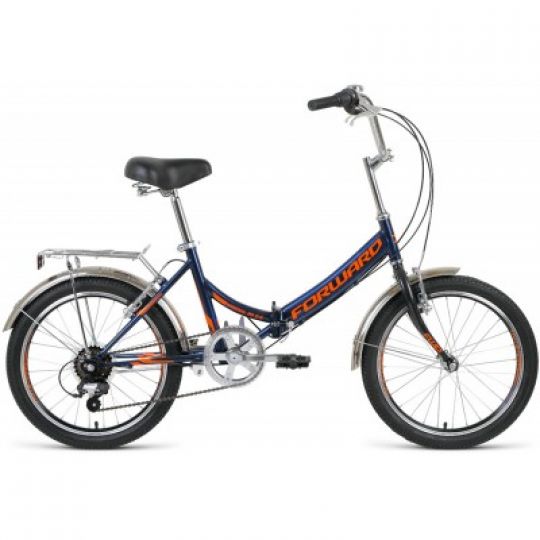 Велосипед FORWARD ARSENAL 20 2.0 (20" 6 ск. рост. 14" скл.) 2020-2021, темно-синий/оранжевый, RBKW1Y 