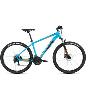 Велосипед FORWARD APACHE 27,5 3.2 HD (27,5" 24 ск. рост. 19") 2022, бирюзовый/оранжевый, RBK22FW2737