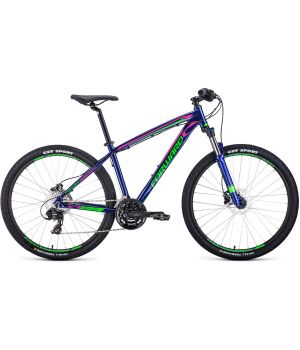 Велосипед FORWARD NEXT 27,5 3.0 disc (27,5" 24 ск. рост 19") 2019-2020, темно-фиолетовый/светло-зеле