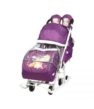 Санки-коляска "Disney Baby 2", арт. DB2/1, баклажан, винни пух, Nika