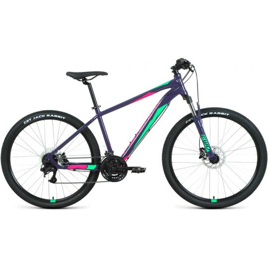 Велосипед FORWARD APACHE 27,5 3.2 HD (27,5" 24 ск. рост. 19") 2022, фиолетовый/зеленый, RBK22FW27374 