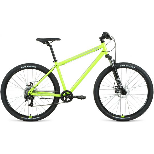 Велосипед FORWARD SPORTING 27,5 2.2 disc (27,5" 8 ск. рост 19") 2020-2021, ярко-зеленый/серый, RBKW1 