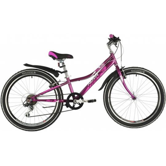 Велосипед NOVATRACK 24" ALICE пурпурный,  сталь, 12", 6 скор., Shimano TY21/Microshift TS38, V- brak 