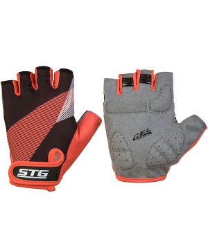 Перчатки STG летние с защитной прокладкой,застежка на липучке,размер ХЛ,черн/красный