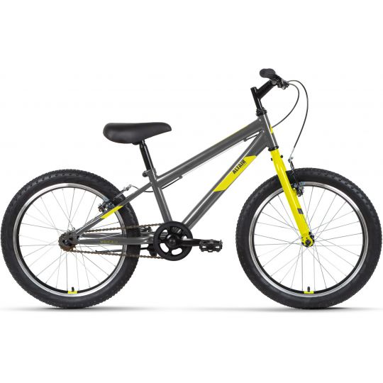 Велосипед ALTAIR MTB HT 20 1.0 (20" 1 ск. рост. 10.5") 2022, темно-серый/желтый, IBK22AL20077 