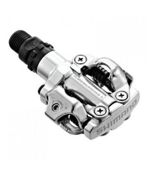 Педали Shimano, PD-M520, алюм, контактные MTB, с шипами, сереб., EPDM520S