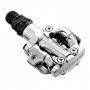 Педали Shimano, PD-M520, алюм, контактные MTB, с шипами, сереб., EPDM520S 