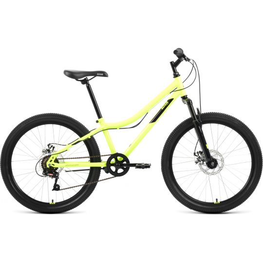 Велосипед ALTAIR MTB HT 24 2.0 D (24" 6 ск. рост. 12") 2022, ярко-зеленый/черный, RBK22AL24096 