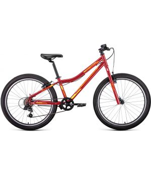 Велосипед FORWARD TITAN 24 1.0 (24" 6 ск. рост. 12") 2022, красный/желтый, RBK22FW24842