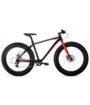 Велосипед FORWARD BIZON 26 D (26" 8 ск. рост. 18") 2022, черный/красный, RBK22FW26566