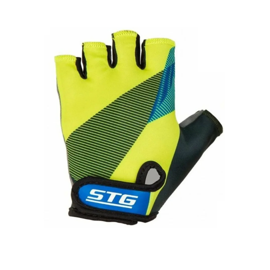 Перчатки STG мод.910 с защитной прокладкой,застежка на липучке,размер Л,черн/салат/синие 