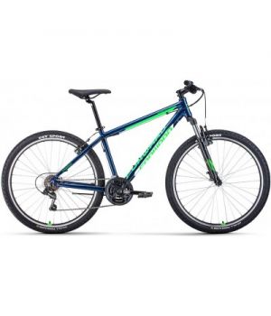 Велосипед FORWARD APACHE 27,5 1.0 CLASSIC (27,5" 21 ск. рост. 17") 2022, синий/ярко-зеленый, RBK22FW
