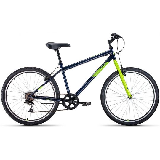 Велосипед ALTAIR MTB HT 26 1.0 (26" 7 ск. рост. 17") 2022, темно-синий/зеленый, RBK22AL26100 