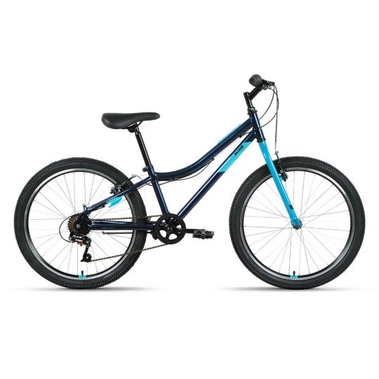 Велосипед ALTAIR MTB HT 24 1.0 (24" 6 ск. рост. 12") 2022, темно-синий/мятный, RBK22AL24090 