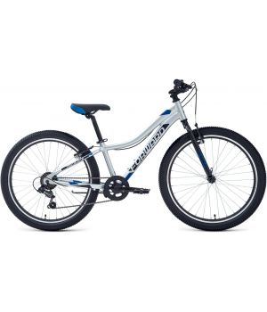 Велосипед FORWARD TWISTER 24 1.0 (24" 7 ск. рост. 12") 2020-2021, серебристый/синий, RBKW1J347015