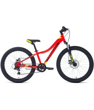 Велосипед FORWARD TWISTER 24 2.0 D FR (24" 7 ск. рост. 12") 2023, красный/ярко-зеленый, RB3F4716DXRD
