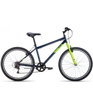 Велосипед ALTAIR MTB HT 26 1.0 (26" 7 ск. рост. 19") 2022, темно-синий/зеленый, RBK22AL26105