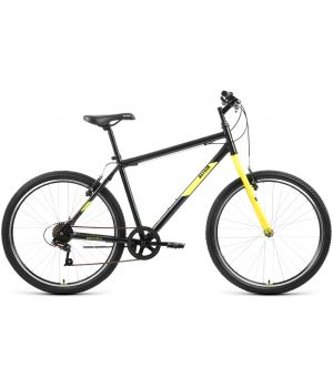 Велосипед ALTAIR MTB HT 26 1.0 (26" 7 ск. рост. 19") 2022, черный/желтый, RBK22AL26104