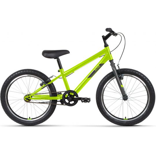 Велосипед ALTAIR MTB HT 20 1.0 (20" 1 ск. рост. 10.5") 2022, ярко-зеленый/серый, IBK22AL20078 