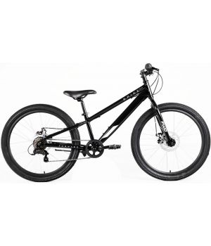 Велосипед FORWARD SPIKE 24 D (24" 7 ск. рост. 11") 2023, черный/серебристый, IB3F47133XBKXSR