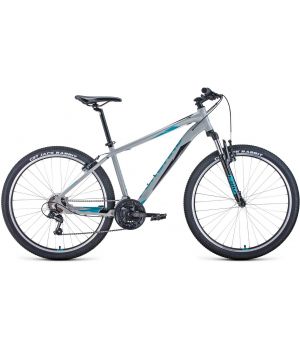 Велосипед FORWARD APACHE 27,5 1.0 (27,5" 21 ск. рост. 19") 2020-2021, серый/бирюзовый, RBKW1M67Q010