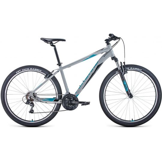 Велосипед FORWARD APACHE 27,5 1.0 (27,5" 21 ск. рост. 19") 2020-2021, серый/бирюзовый, RBKW1M67Q010 