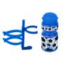Фляга VENTURA KIDS, 5-340213, детская пласт. 0,3л синяя "футбол"+держ. пластик с унив. крепл. 