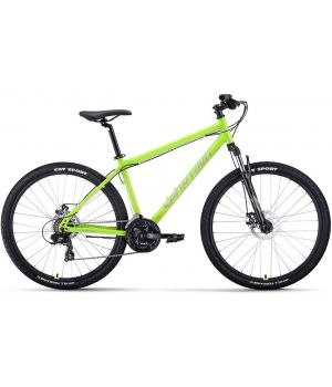 Велосипед FORWARD SPORTING 27,5 2.0 D (27,5" 8 ск. рост. 19") 2023, ярко-зеленый/серебристый, RB3R78
