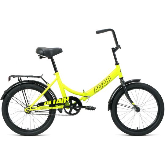 Велосипед ALTAIR CITY 20 (20" 1 ск. рост 14" скл.) 2020-2021, ярко-зеленый/черный, RBKT1YF01004 