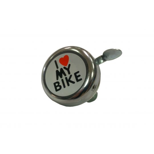 Звонок 00-170691 сталь детский серебристый с рисунком "I love my bike" 
