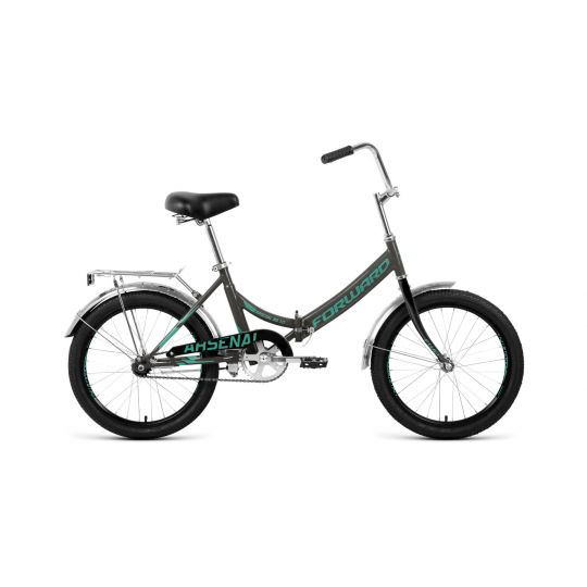 Велосипед FORWARD ARSENAL 20 1.0 (20" 1 ск. рост 14" скл.) 2019-2020, серый/бирюзовый, RBKW0YN01006 