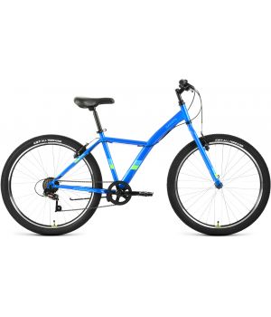 Велосипед FORWARD DAKOTA 26 1.0 (26" 6 ск. рост. 16.5") 2022, синий/ярко-зеленый, RBK22FW26597