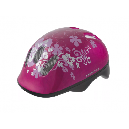 Шлем детский/подростк. 5-731001 с сеточкой 6 отв. 52-56см FLOWER/розовый (10) VENTURA  