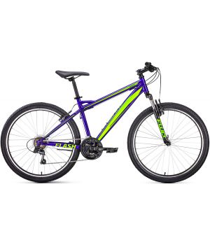 Велосипед FORWARD FLASH 26 1.2 S (26" 21 ск. рост 19") 2020-2021, синий/ярко-зеленый, RBKW1M16GS32