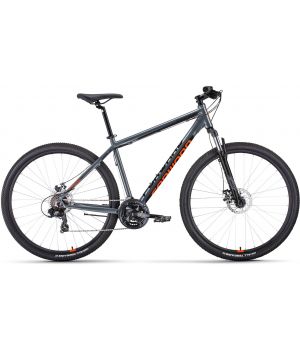 Велосипед FORWARD APACHE 29 2.0 D CLASSIC (29" 21 ск. рост. 19") 2022, серый матовый/оранжевый, RBK2
