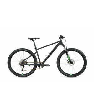 Велосипед FORWARD SPORTING 27,5 XX D (27,5" 9 ск. рост. 17") 2022, черный матовый/ярко-зеленый, RBK2