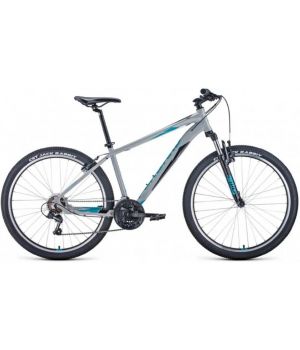 Велосипед FORWARD APACHE 27,5 1.0 (27,5" 21 ск. рост. 17") 2022, серый/бирюзовый, RBK22FW27271