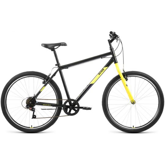 Велосипед ALTAIR MTB HT 26 1.0 (26" 7 ск. рост. 19") 2022, черный/желтый, RBK22AL26104 