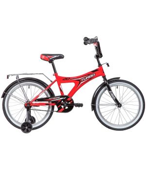 Велосипед NOVATRACK TURBO 20, монокок, красный, тормоз ножной, крылья и багажни