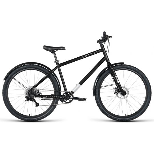Велосипед FORWARD SPIKE 29 D (29" 8 ск. рост. 18") 2023, черный/серебристый 