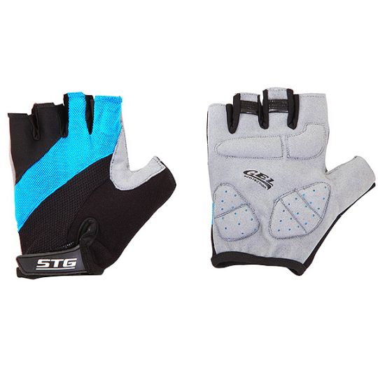 Перчатки STG летние с защитной гелевой прокладкой,застежка на липучке,мат.кожа+лайкра,размер L,черно 