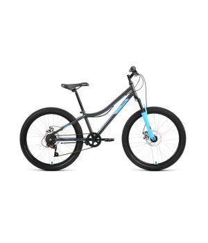 Велосипед ALTAIR MTB HT 24 2.0 D (24" 6 ск. рост. 12") 2022, темно-серый/голубой, RBK22AL24095