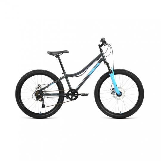 Велосипед ALTAIR MTB HT 24 2.0 D (24" 6 ск. рост. 12") 2022, темно-серый/голубой, RBK22AL24095 