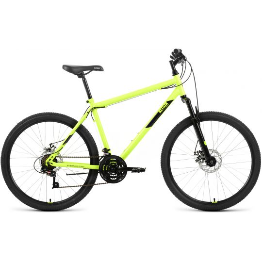 Велосипед ALTAIR MTB HT 26 2.0 D (26" 21 ск. рост. 19") 2022, ярко-зеленый/черный, RBK22AL26116 