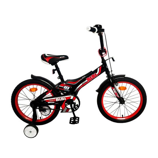 Велосипед BIBI SPACE 18", детский с прист. колесами, 18.SC.SPAC.BL/R  black/red 
